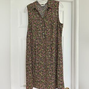 J. Jill Black and Pink Patterned Midi Dress